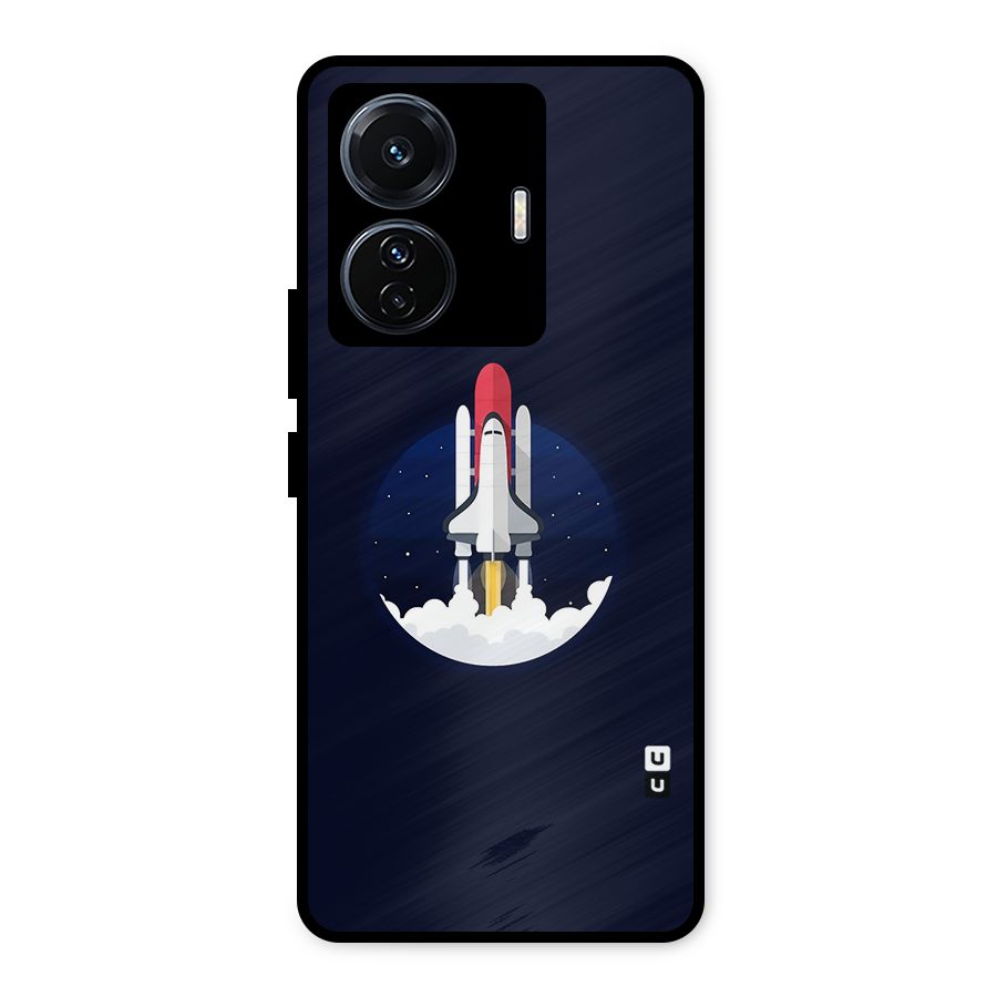 Space Rocket Minimal Metal Back Case for Vivo T1 Pro