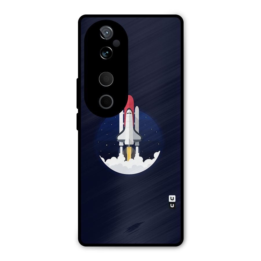 Space Rocket Minimal Metal Back Case for Vivo T3 Ultra