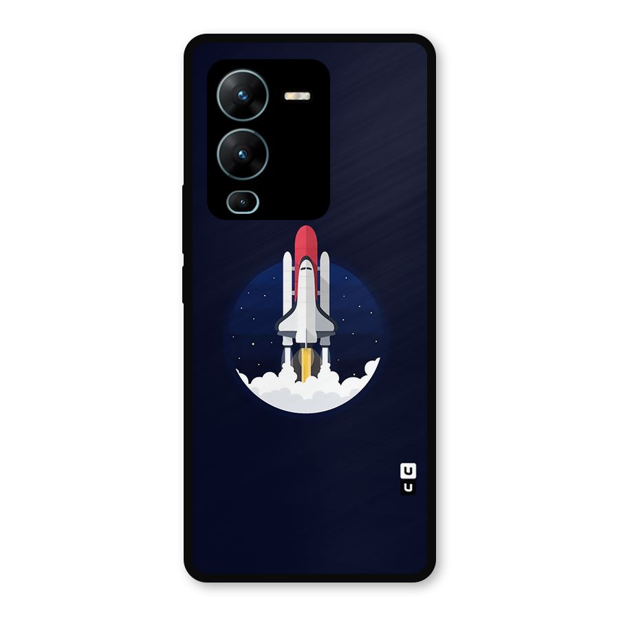 Space Rocket Minimal Metal Back Case for Vivo V25 Pro