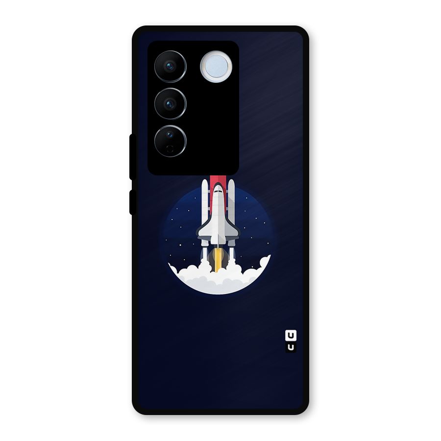 Space Rocket Minimal Metal Back Case for Vivo V27 Pro