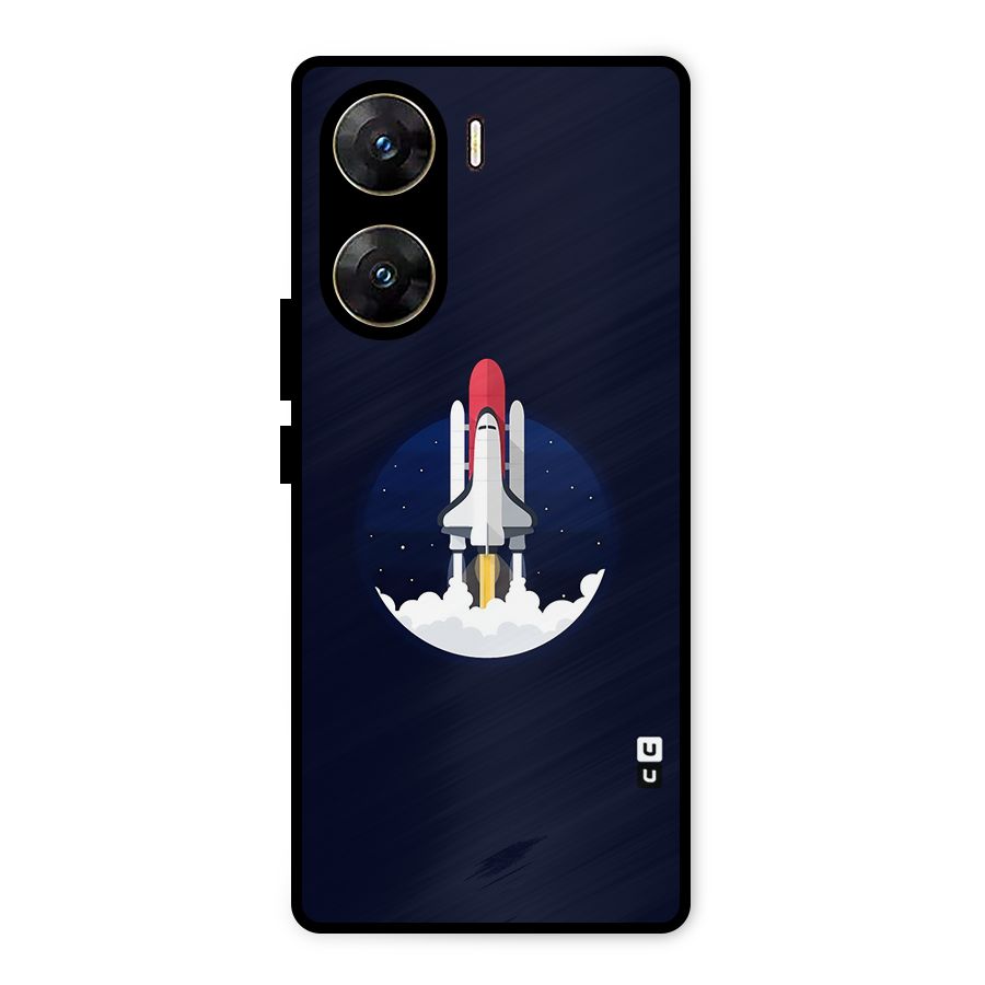 Space Rocket Minimal Metal Back Case for Vivo V29e
