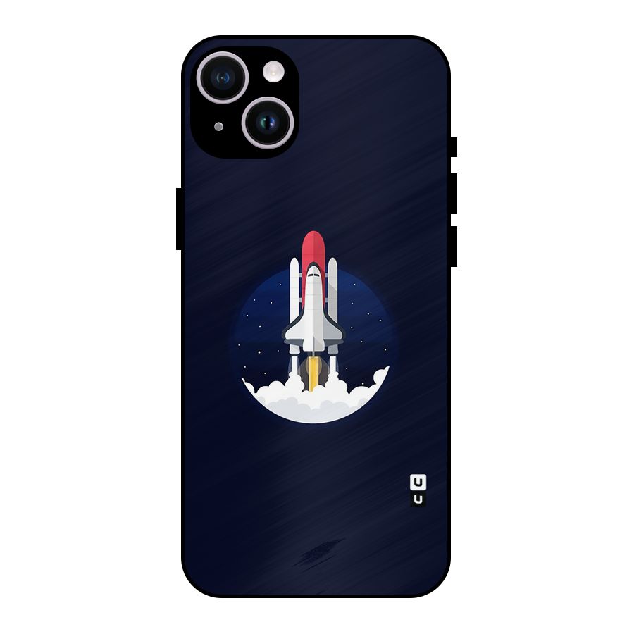 Space Rocket Minimal Metal Back Case for iPhone 14 Plus