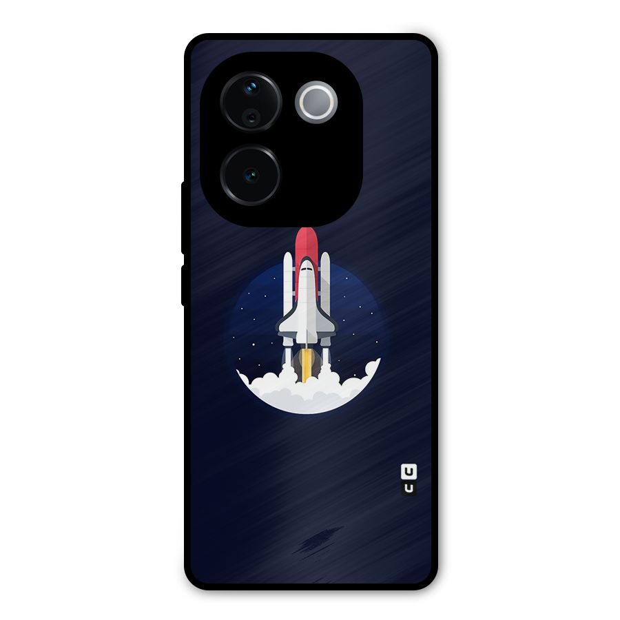 Space Rocket Minimal Metal Back Case for iQOO Z9s Pro