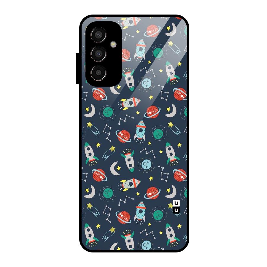 Space Rocket Pattern Glass Back Case for Galaxy F13
