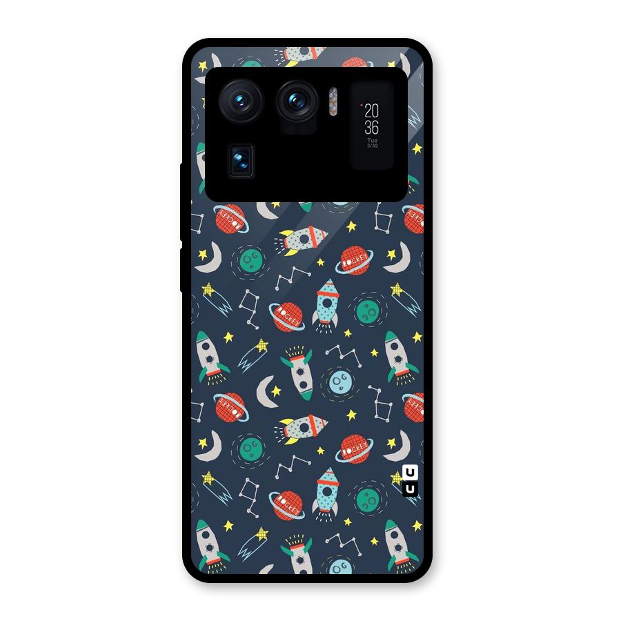 Space Rocket Pattern Glass Back Case for Mi 11 Ultra
