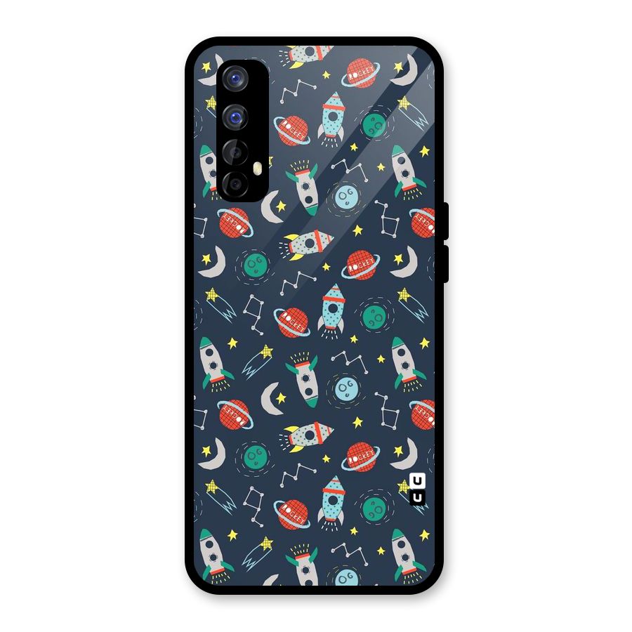 Space Rocket Pattern Glass Back Case for Realme Narzo 20 Pro
