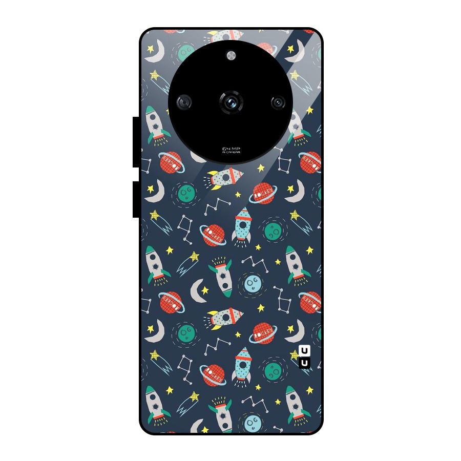 Space Rocket Pattern Glass Back Case for Realme Narzo 60 5G