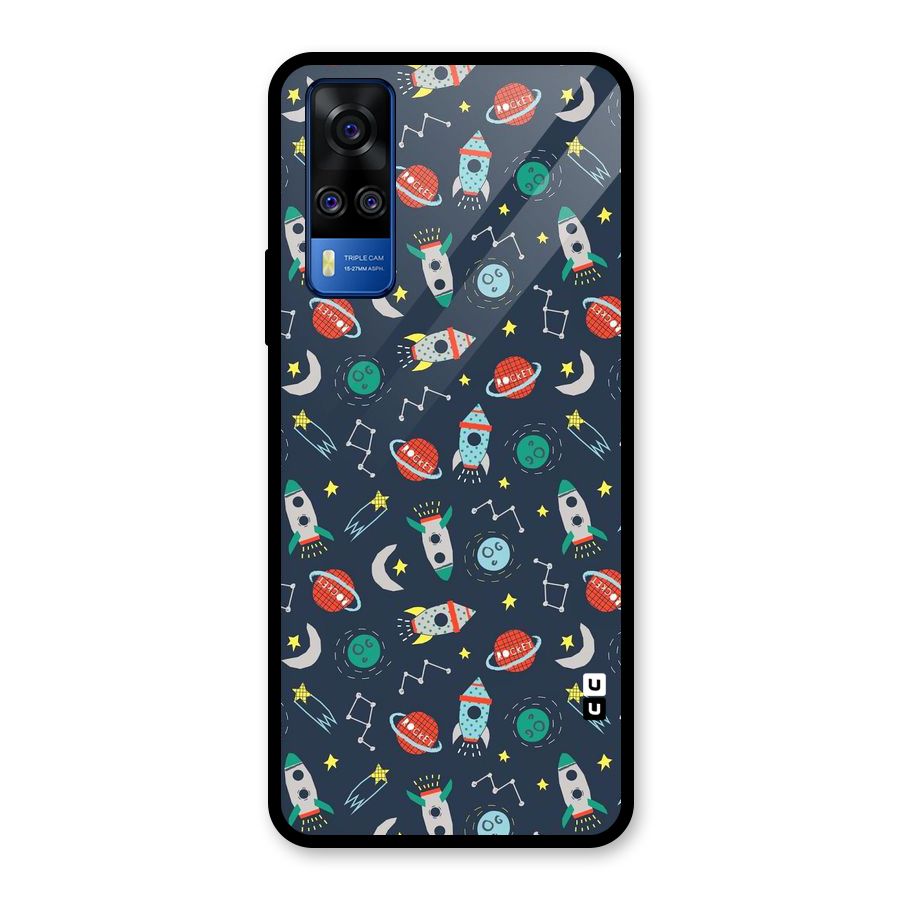 Space Rocket Pattern Glass Back Case for Vivo Y31