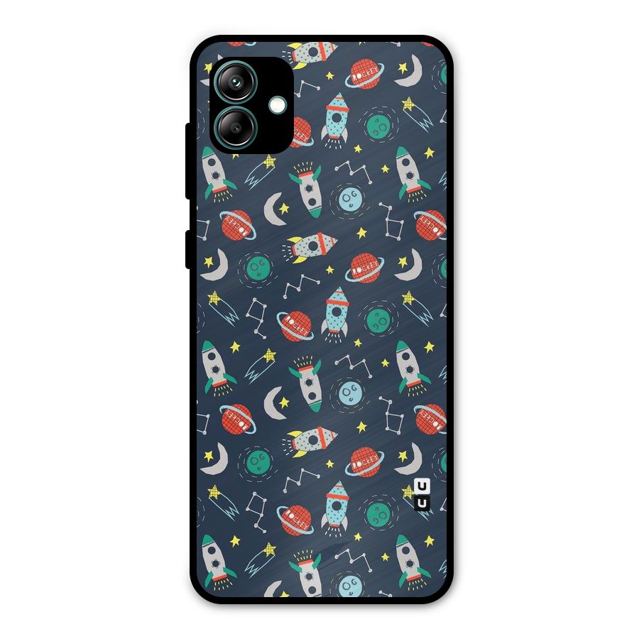 Space Rocket Pattern Metal Back Case for Galaxy A04