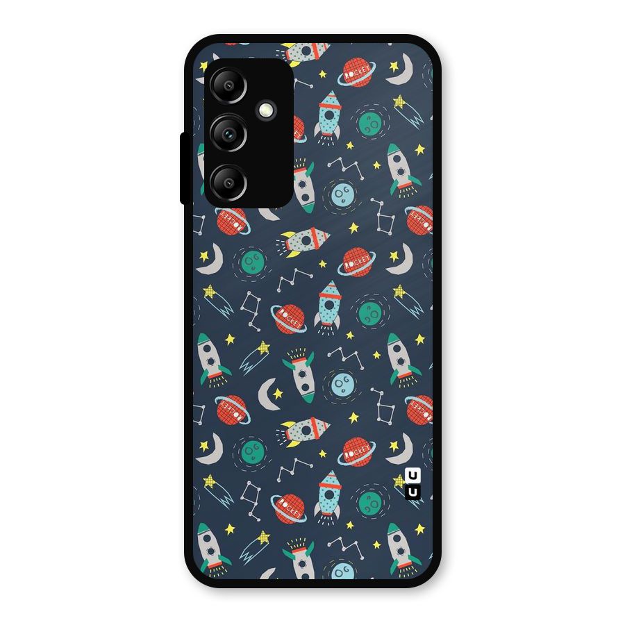 Space Rocket Pattern Metal Back Case for Galaxy A14 5G