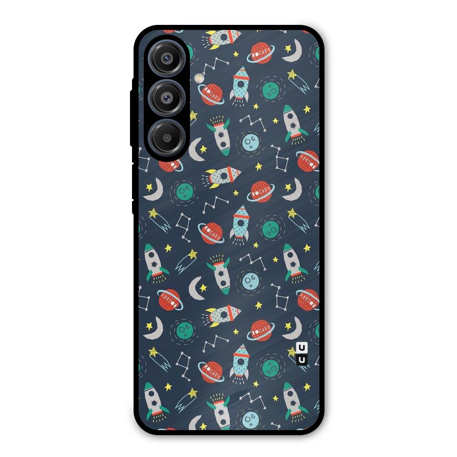 Space Rocket Pattern Metal Back Case for Galaxy A16 5G
