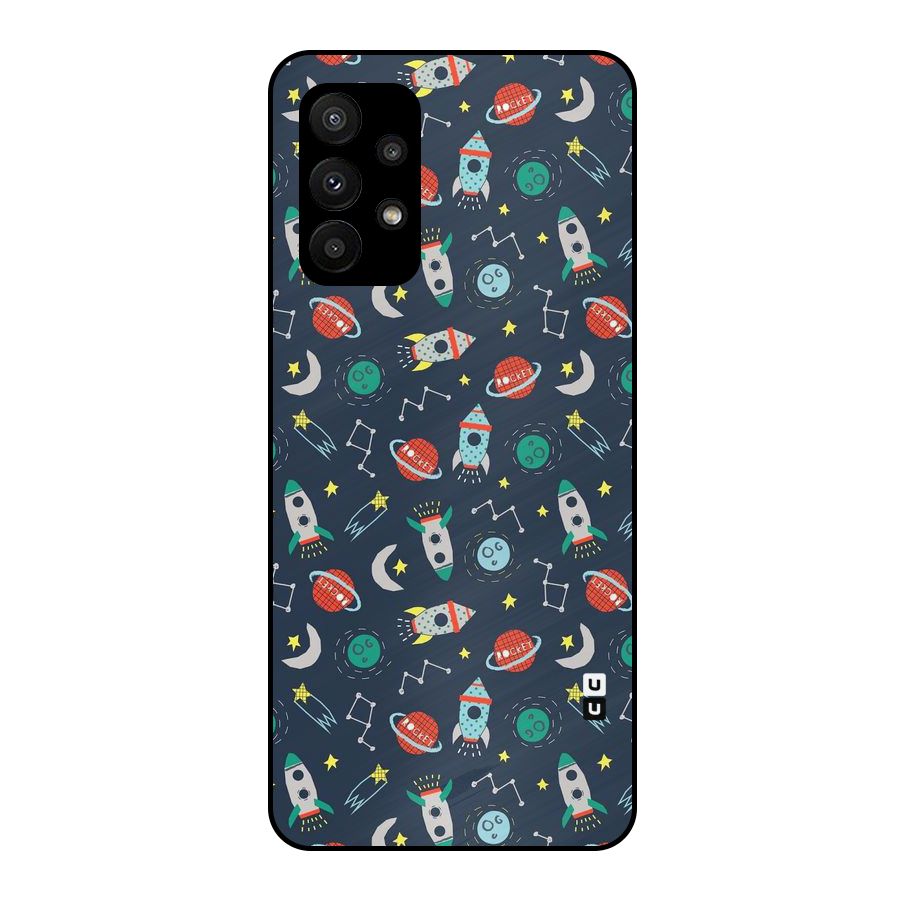 Space Rocket Pattern Metal Back Case for Galaxy A23
