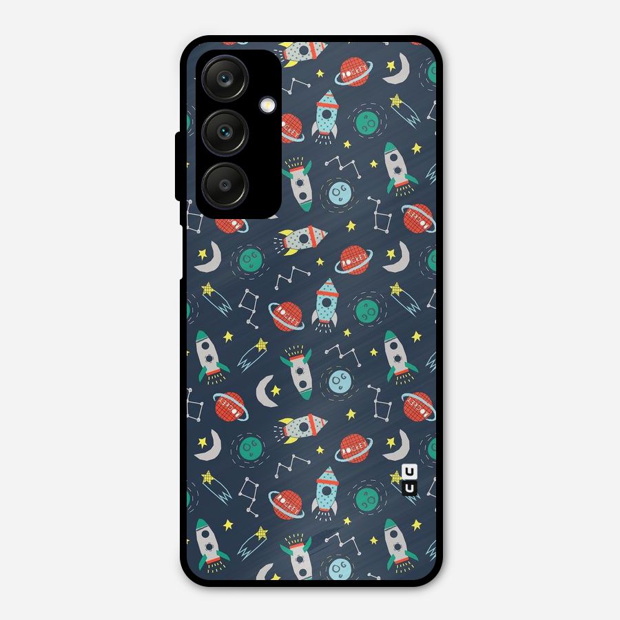 Space Rocket Pattern Metal Back Case for Galaxy A25 5G