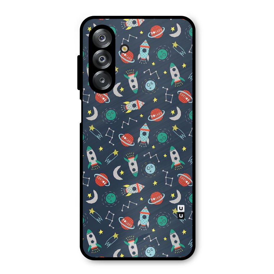 Space Rocket Pattern Metal Back Case for Galaxy A26