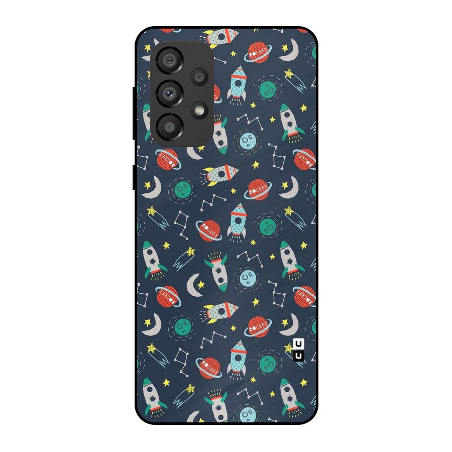 Space Rocket Pattern Metal Back Case for Galaxy A33 5G