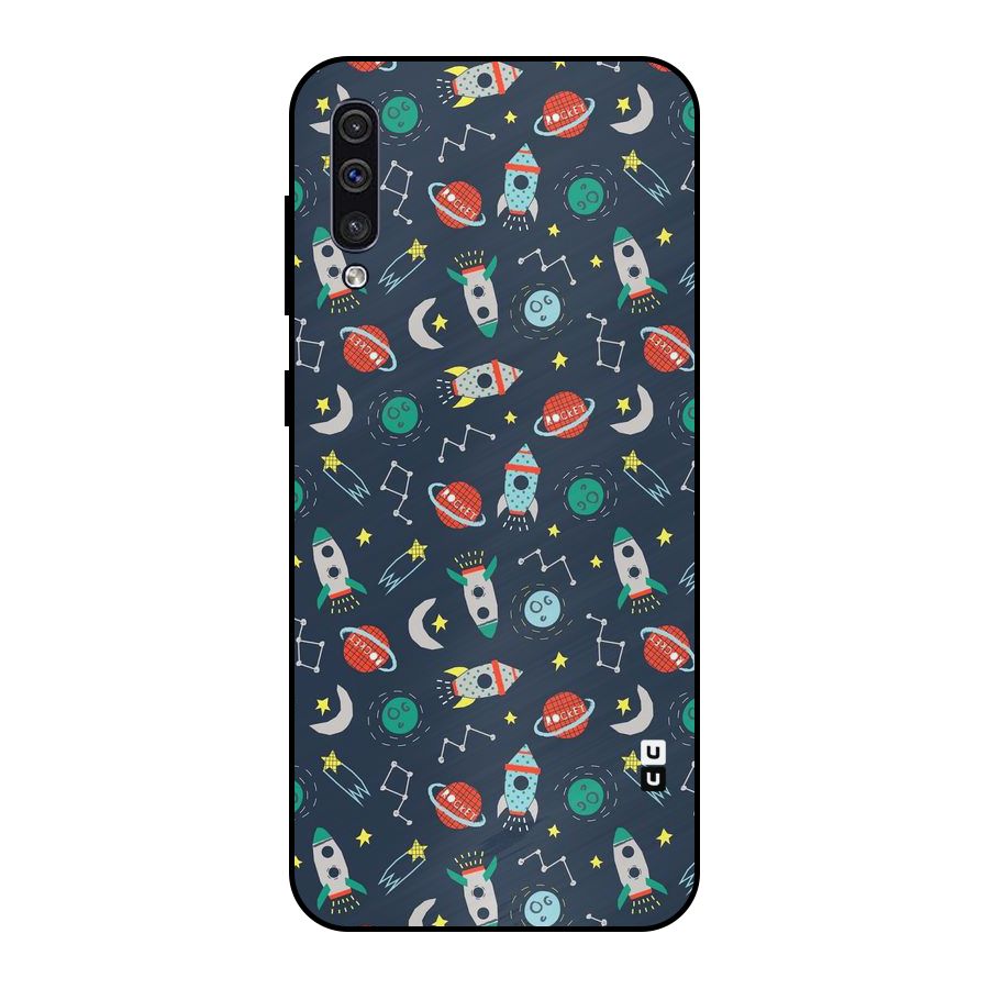 Space Rocket Pattern Metal Back Case for Galaxy A50