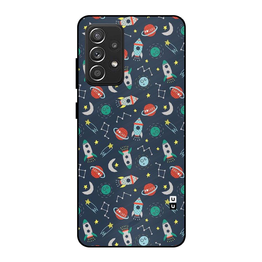 Space Rocket Pattern Metal Back Case for Galaxy A52s 5G