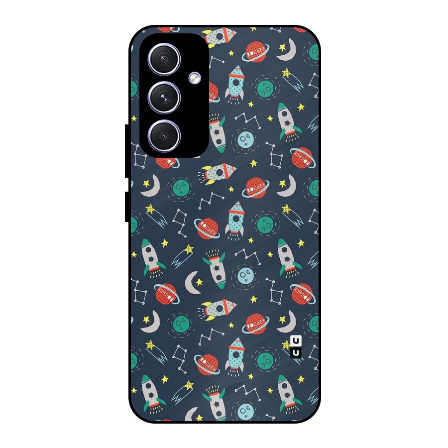 Space Rocket Pattern Metal Back Case for Galaxy A54