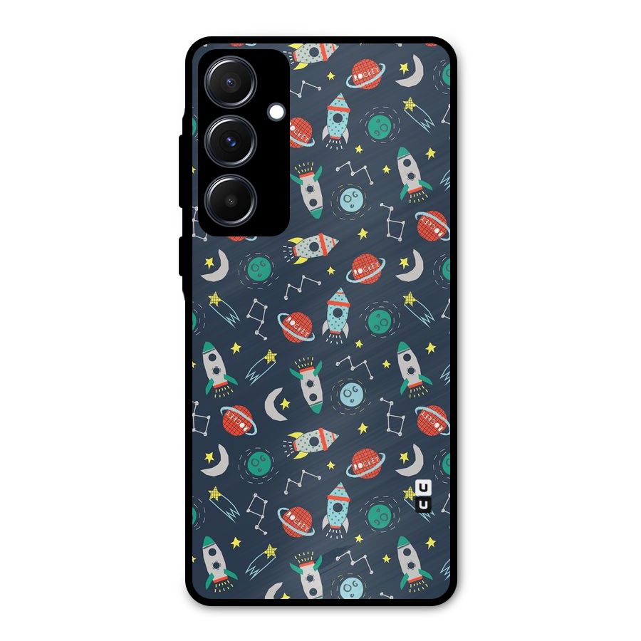 Space Rocket Pattern Metal Back Case for Galaxy A55