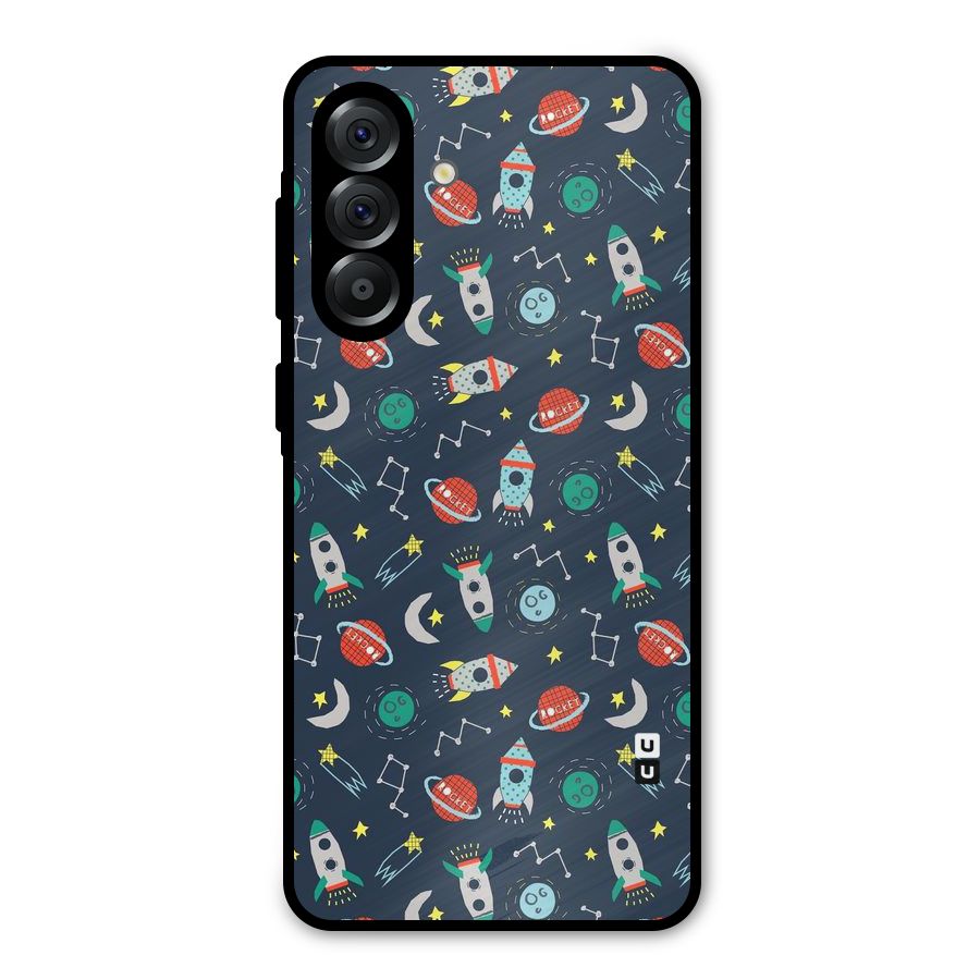 Space Rocket Pattern Metal Back Case for Galaxy A56