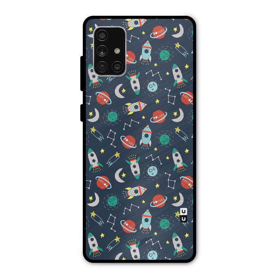 Space Rocket Pattern Metal Back Case for Galaxy A71