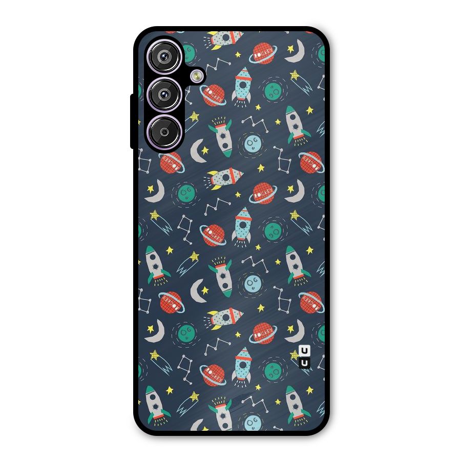 Space Rocket Pattern Metal Back Case for Galaxy F15