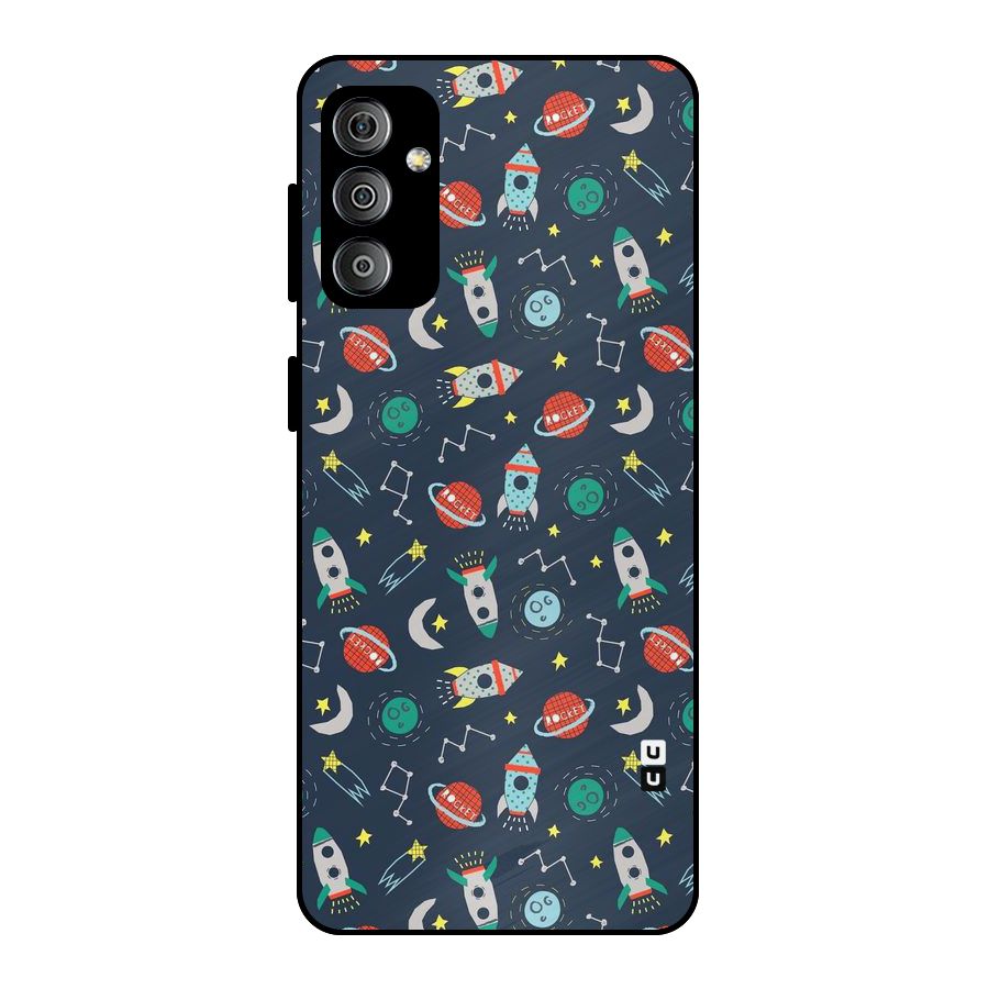 Space Rocket Pattern Metal Back Case for Galaxy F23