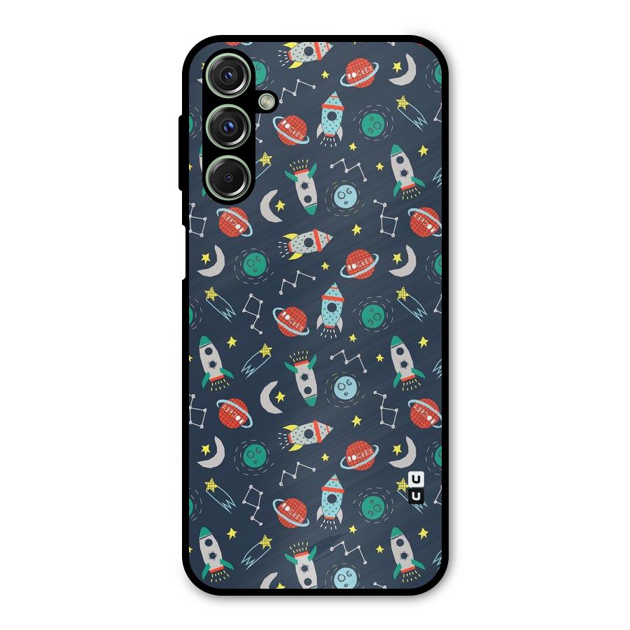 Space Rocket Pattern Metal Back Case for Galaxy F34