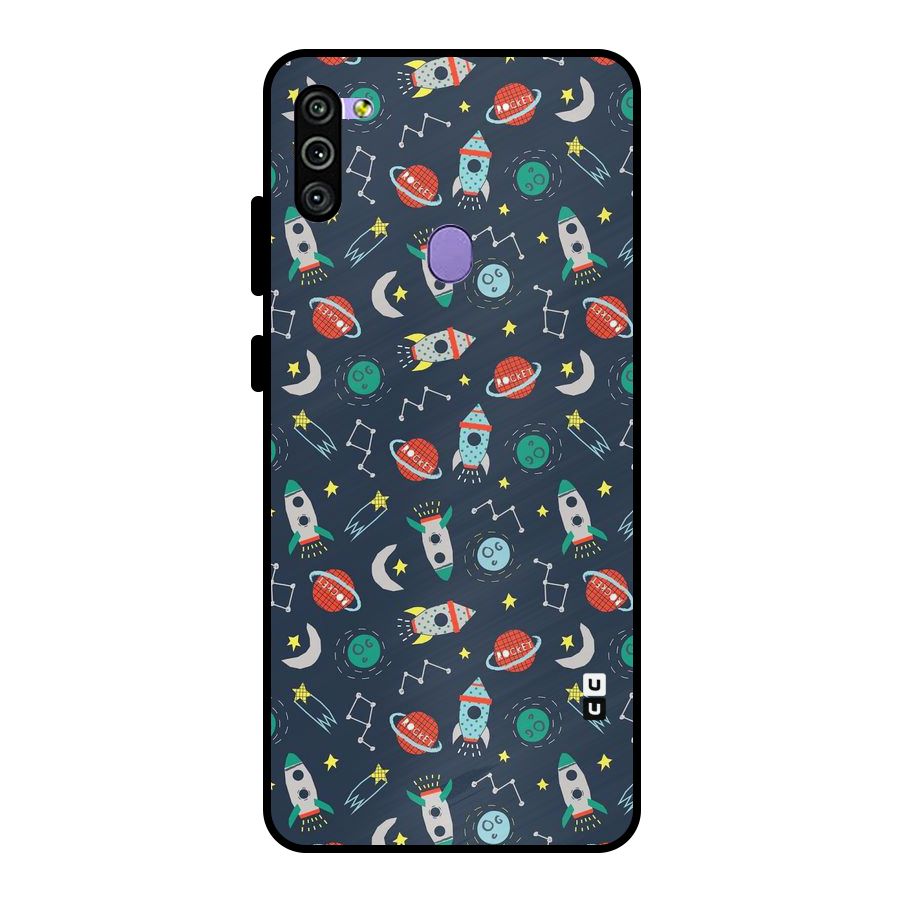 Space Rocket Pattern Metal Back Case for Galaxy M11