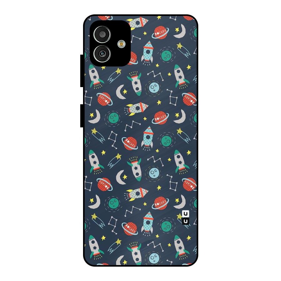 Space Rocket Pattern Metal Back Case for Galaxy M13 5G