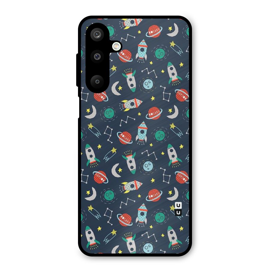 Space Rocket Pattern Metal Back Case for Galaxy M16