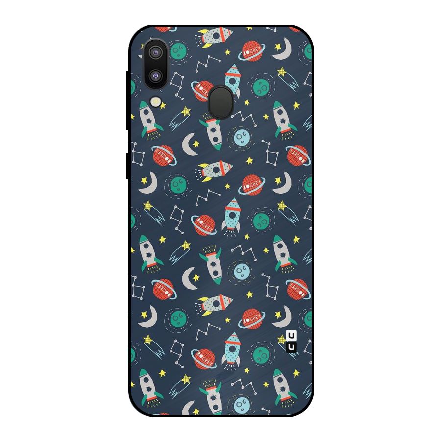 Space Rocket Pattern Metal Back Case for Galaxy M20