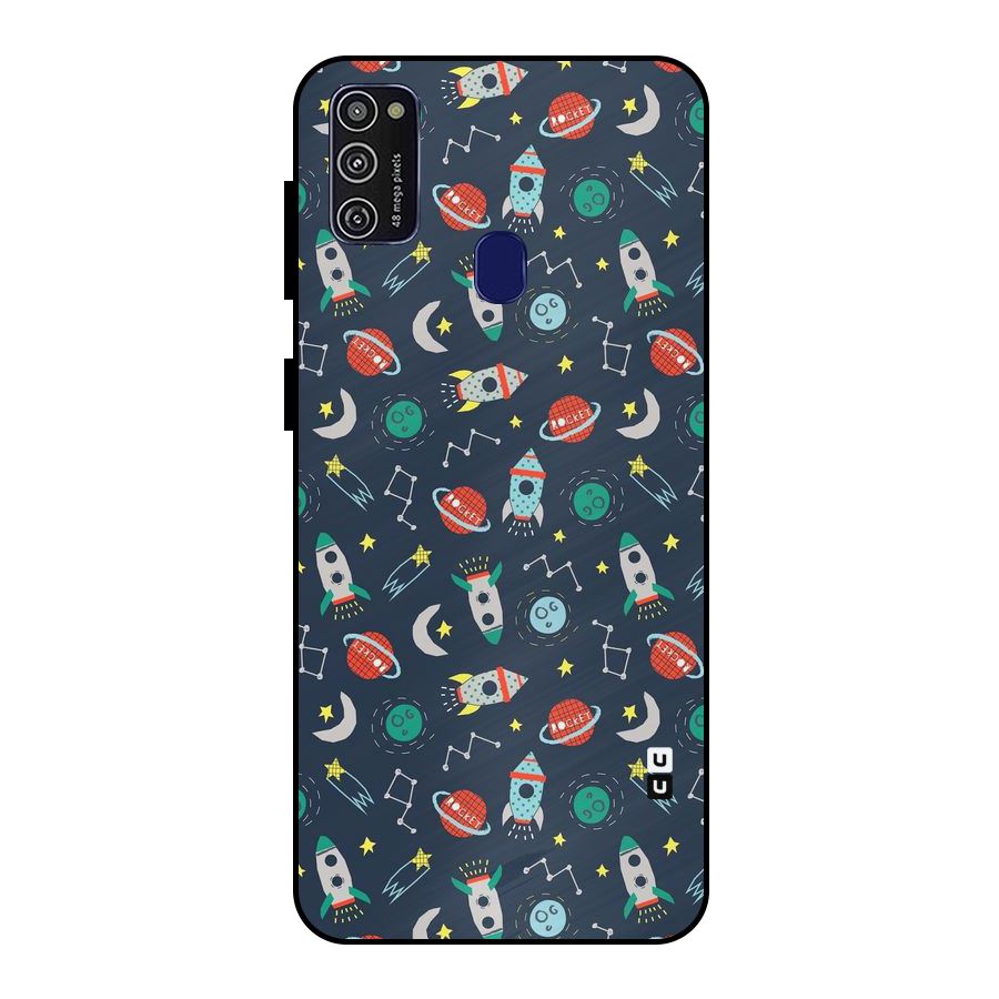 Space Rocket Pattern Metal Back Case for Galaxy M21