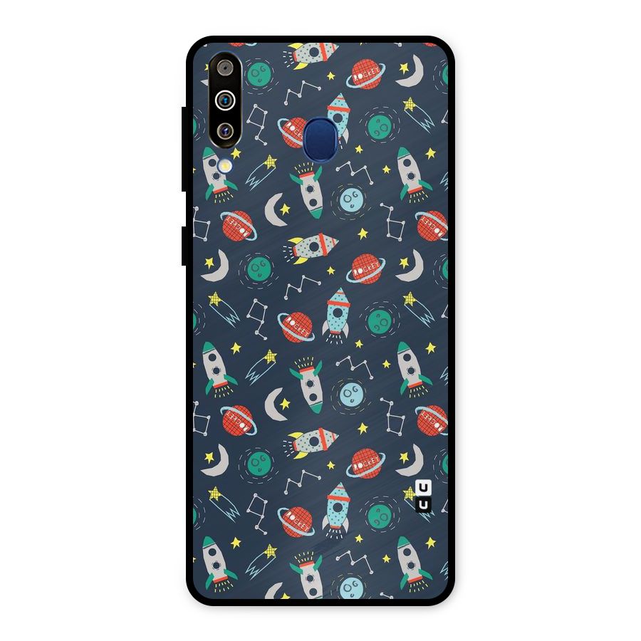 Space Rocket Pattern Metal Back Case for Galaxy M30