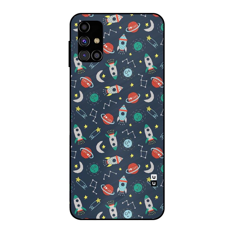 Space Rocket Pattern Metal Back Case for Galaxy M31s