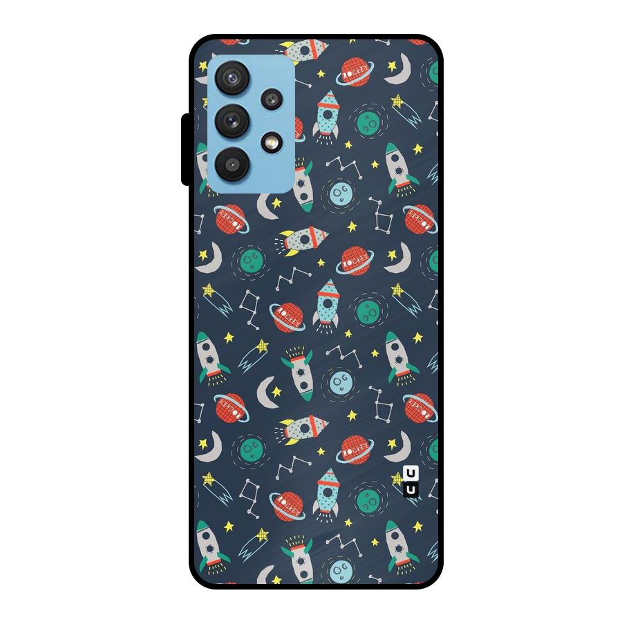 Space Rocket Pattern Metal Back Case for Galaxy M32 5G