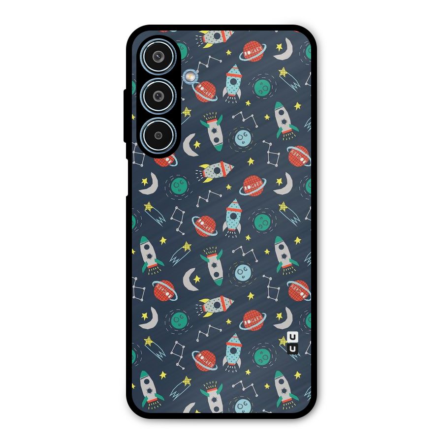 Space Rocket Pattern Metal Back Case for Galaxy M35