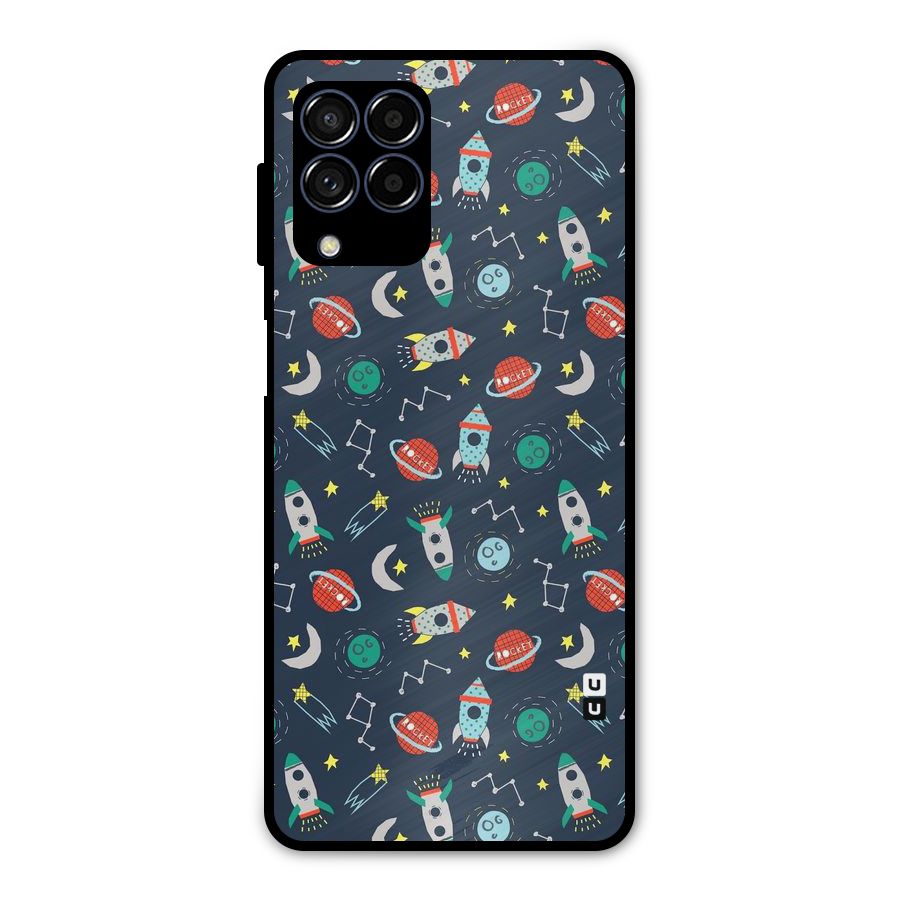 Space Rocket Pattern Metal Back Case for Galaxy M53 5G