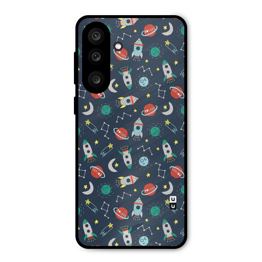 Space Rocket Pattern Metal Back Case for Galaxy M56