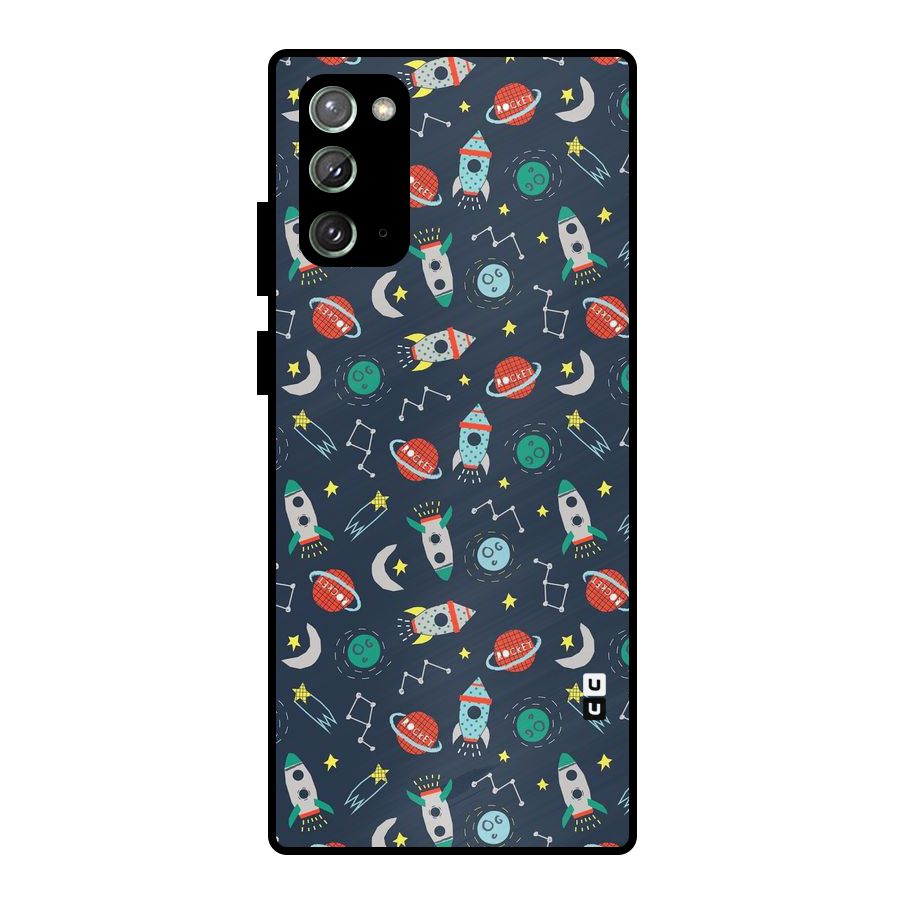 Space Rocket Pattern Metal Back Case for Galaxy Note 20
