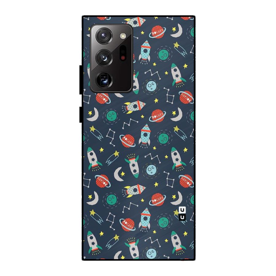 Space Rocket Pattern Metal Back Case for Galaxy Note 20 Ultra
