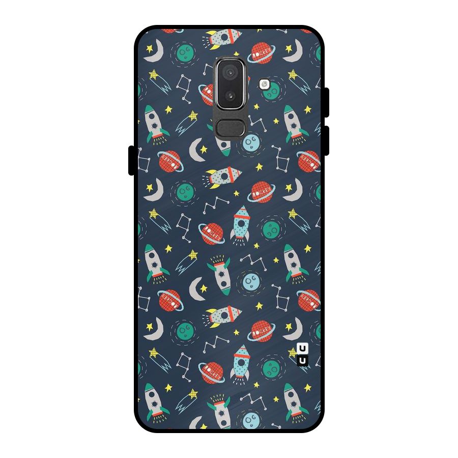 Space Rocket Pattern Metal Back Case for Galaxy On8 (2018)