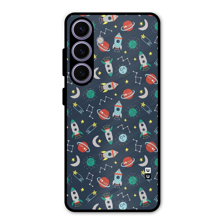 Space Rocket Pattern Metal Back Case for Galaxy S24
