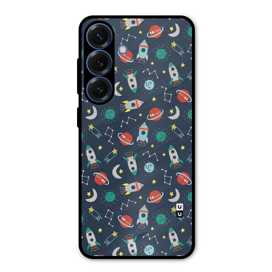 Space Rocket Pattern Metal Back Case for Galaxy S25