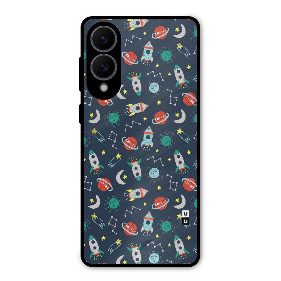 Space Rocket Pattern Metal Back Case for Galaxy S25 Edge