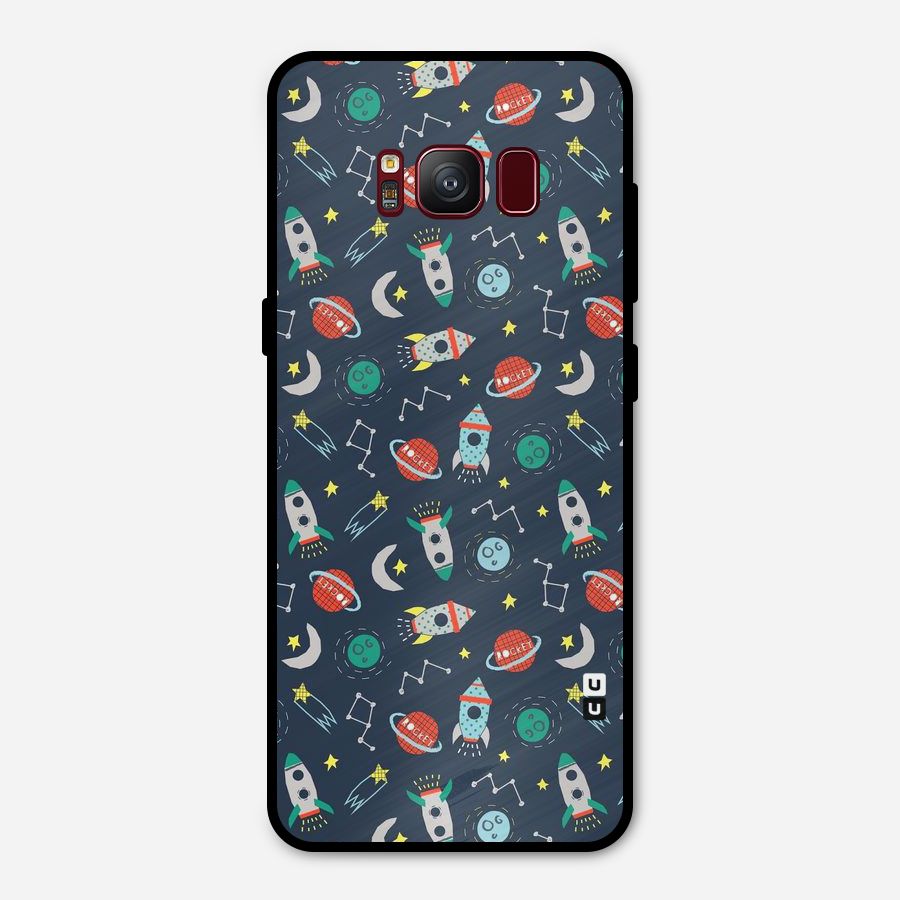 Space Rocket Pattern Metal Back Case for Galaxy S8