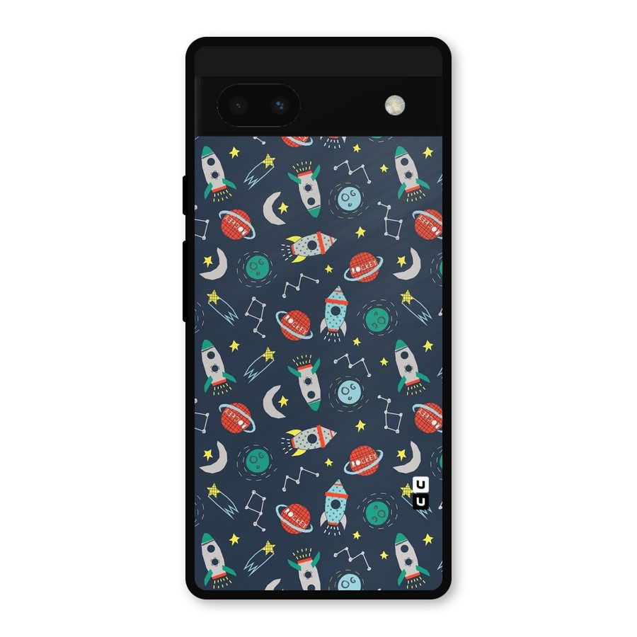 Space Rocket Pattern Metal Back Case for Google Pixel 6a
