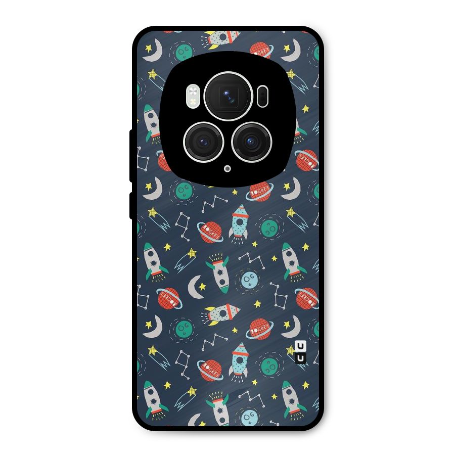 Space Rocket Pattern Metal Back Case for Honor Magic6 Pro