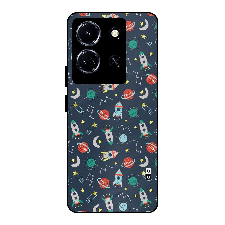 Space Rocket Pattern Metal Back Case for Infinix Note 30 5G