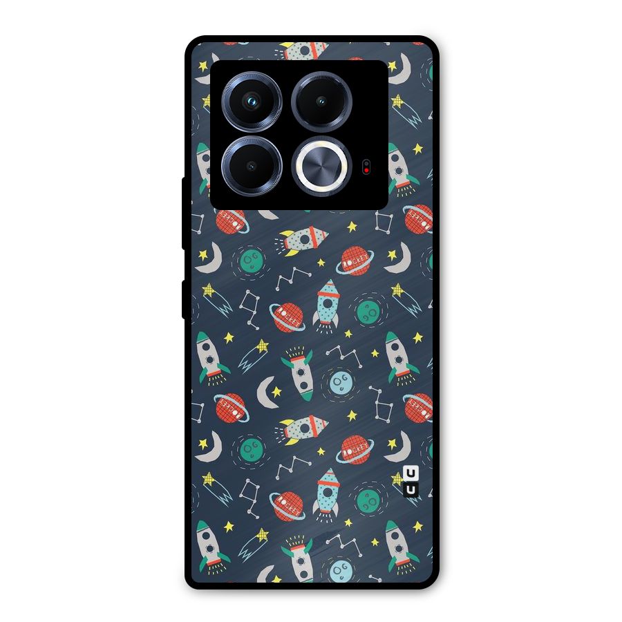 Space Rocket Pattern Metal Back Case for Infinix Note 40 5G